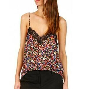 The Kooples Klimt Muslin Cami Top floral lace trim Size L romantic Y2K coquette